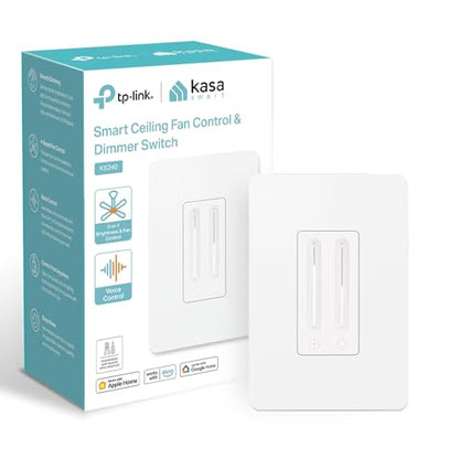 Kasa Smart Ceiling Fan Control & Dimmer Switch, KS240, Single Pole