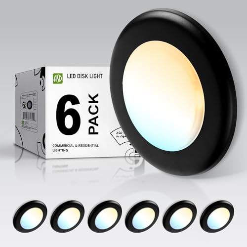 ASD 6 Pack Black LED Disk Lights 4 Inch, 5CCT Flush Mount Ceiling Light - color: Black, size: 6 Pack