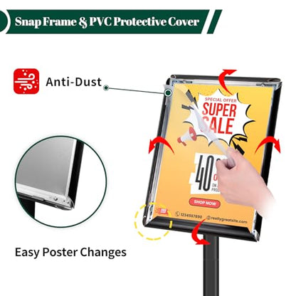 Heavy Duty Pedestal Sign Holder, 8.5 x 11" Floor Standing Sign Holder - color: Black, size: 8.5x11in