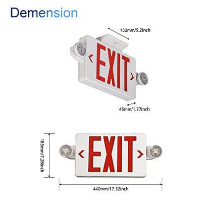 GZRUIYANG Exit Sign with Emergency Lights Red, LED Emergency Exit Light with Battery Backup, UL 924 Certified, AC 120/277V, Commercial Emergency Lights Combo for Business - 4 Pack - color: White Housing Red Letter, size: 4 Pack