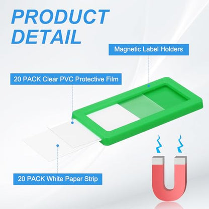 uxcell 20 Pcs Magnetic Label Holders, 2.4 x 1.2 Inch Data Card Holder with Paper Cards and Protective Films for Shelf White Board Toolbox Metal Wall Cabinet Drawer, Green - color: Green, size: 2.4 x 1.2 Inch