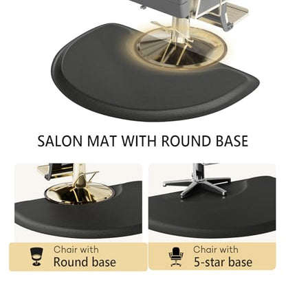 OmySalon 3ft x 4ft x 1/2inch Thick Salon Mat for Hair Stylist Anti Fatigue, Barber Floor Mat with Round Base, Hairdress Standing Matt Beauty Spa Barbershop Hairdressing Equipment - size: Semi-Circle 3'x4'x1/2''