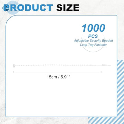 1000 Pcs Beaded Loop Tie Fasteners 6 Inch Snap Lock Pin Transparent - color: Transparent, size: 6 Inch