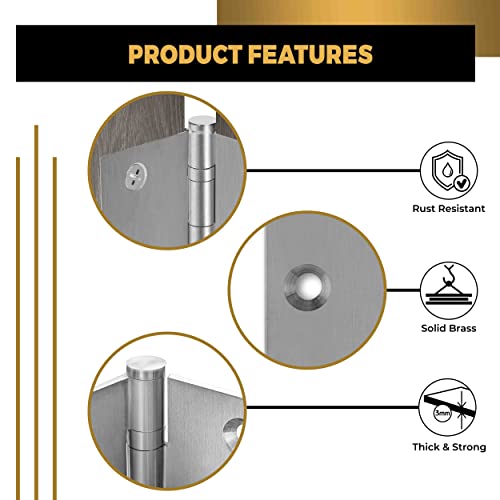Solid Brass Door Hinge Heavy Duty Ball Bearing Matte Silver 4x4 Inch - Set of 24 Hinges (Satin Nickel) - color: Satin Nickel