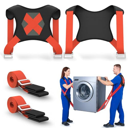 NOCOEX Moving Straps for Lifting 2-Person: Shoulder Lifting Straps System - color: Red