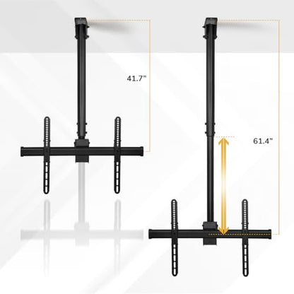 Mount-It! Ceiling TV Mount for 32-75 Inch TVs, Telescoping Pole 41.7-61.7 in, Tilt Swivel 360, VESA 600x400, 110 lb Capacity, Alloy Steel (MI-509L), Black - color: Black, size: 5 Feet