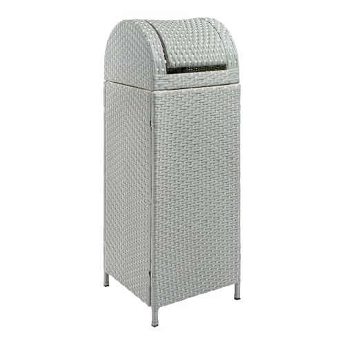 happimess Darla 24 Gal Outdoor Trash Can Swing Top, Mint Blue/White - color: Mint Blue/White, size: 24 Gallons