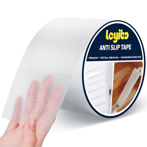 Anti Slip Tape Clear Waterproof Outdoor/Indoor, 4" x 42Ft Non Slip Traction Grip Tape for Bathtubs, Boats, Stairs, Pools, Transparent, Soft, Comfortable for Bare Feet (4" X 42') - color: Clear, size: 4" x 42'