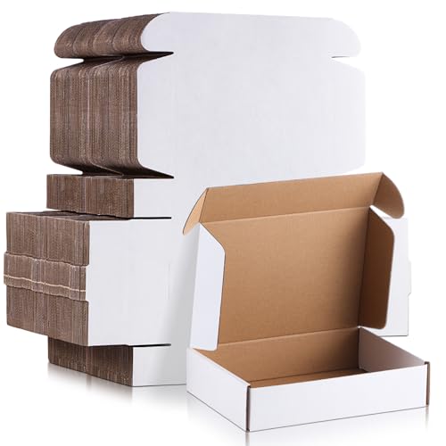 Qilery 200 Pcs 6.1 x 4.02 x 1.26 Inches Mailing Boxes White Mailer Boxes - size: 6.1 x 4.02 x 1.26 Inches