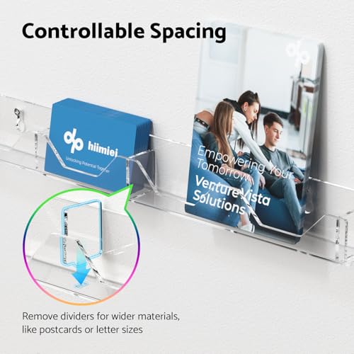HIIMIEI Business Card Holder for Wall: Acrylic Gift Card Holder Wall Mount, 2 Pack Clear Hanging Rack Card Holder Display, Horizontal Multiple Business Card Holder Organizer for Office (8 Slots)