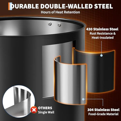 100-Cup (14L/3.8 Gal) Commercial Coffee Urn – Stainless Steel Double-Wall Insulated Hot Beverage Dispenser for Catering, Buffet, Wedding & Office – Black - size: 100 Cups/14L