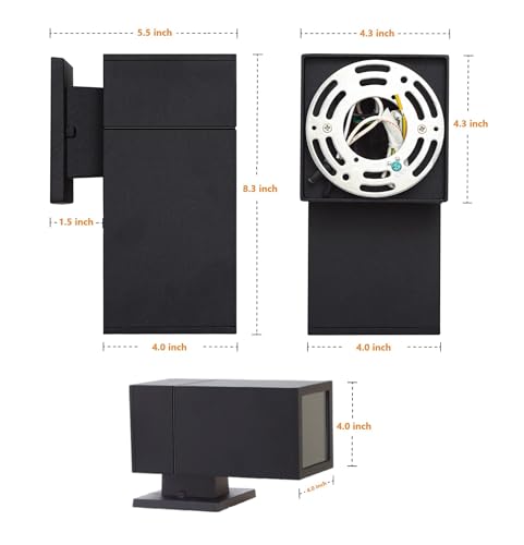 Outdoor Wall Light, Aluminum Waterproof Exterior Light Fixture - color: Rectangle (Black A)