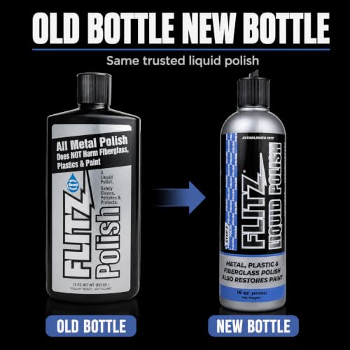 Flitz Multi Purpose Metal Polish Liquid - 16oz Bottle of USA-Made Tarnish Remover - For Aluminum, Chrome, Brass, Nickel, Silver - Non-Abrasive Metal Cleaner and Polish, Restorer (6 Pack) - size: 16 Fl Oz (Pack of 6)