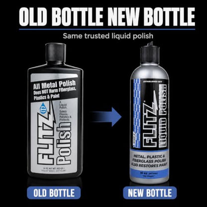 Flitz Multi Purpose Metal Polish Liquid - 16oz Bottle of USA-Made Tarnish Remover - For Aluminum, Chrome, Brass, Nickel, Silver - Non-Abrasive Metal Cleaner and Polish, Restorer (6 Pack) - size: 16 Fl Oz (Pack of 6)