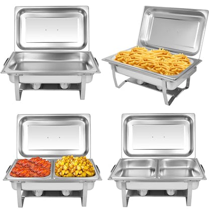 Chafing Dish Buffet Set[4 Pack] 8QT Stainless Steel Buffet Chafers,Catering Food Warmers Set with 6 Trays - size: Model 4