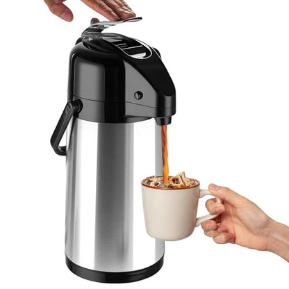 Coffee Carafe, Insulated Airpot Coffee Dispenser with Pump, 2.5L - color: Stainless Steel Color