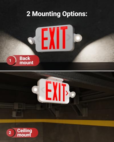 Sunco 6 Pack Red Exit Signs with LED Emergency Lights & Backup Battery