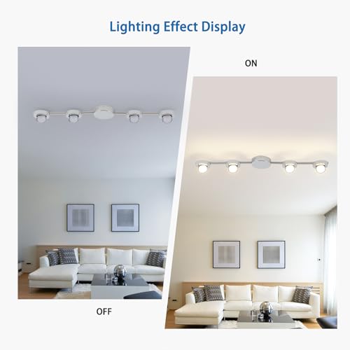 Qcyuui Track Lighting, LED Track Lighting Fixtures Ceiling with Remote - color: 4-Lights Chrome