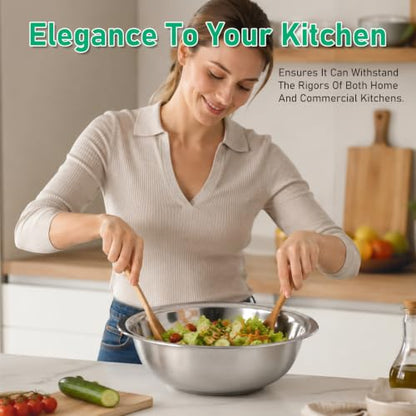 8 Pcs 7.5 Qt Large Stainless Steel Mixing Bowls with Mirror Finish