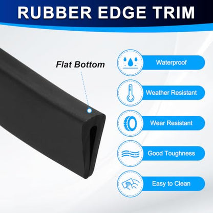 PATIKIL U Channel Rubber Edge Trim 8.2Ft Long for 3/64"–5/64" Thick Edge - size: 8.2Ft L x 13/64" W, 5/64" Slot
