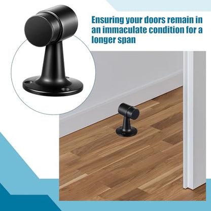 Yaocom 8 Pack Heavy Duty Floor Mounted Door Stop 3 in Aluminum Commercial Grade Door Stopper with Rubber Bumper & Stainless Steel Screws (Black) - color: Black