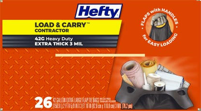 Hefty Heavy Duty Trash Bags, Large | 42 Gallon | For Contractors | 26 Count, Pack of 2 - size: 26 Count (Pack of 2)