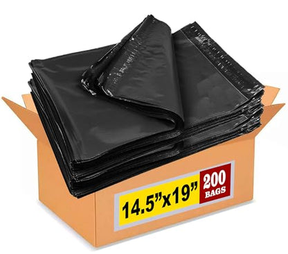iMBAPrice Black Poly Mailers 14.5 x 19 Inch (#6), 200-Pack - color: Black, size: 14.5" X 19"
