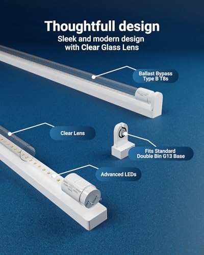 Sunco 30 Pack 4 Foot T8 LED Tube Light Bulbs, Ballast Bypass, 5CCT, 18W