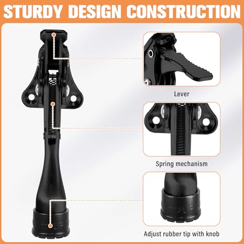 Chumia Heavy Duty Kick Down Door Stopper Metal Doorstop, Black, 12 Pcs - color: Black