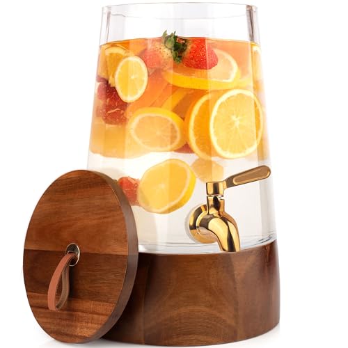 FOODLE Glass Drink Dispenser with Spigot - Beverage Dispenser with Stand - size: 1 Gallon