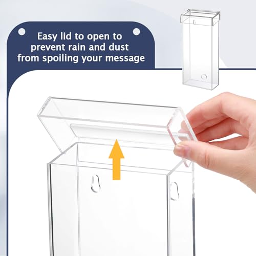 Remerry 1 Pcs Outdoor Brochure Holder 4 x 9 Inch Waterproof Wall Mount Literature Box with Lid Clear Acrylic for Pamphlet Map Menu Display - color: Transparent