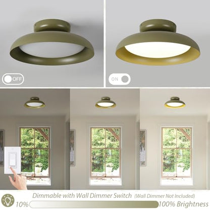 BISAMIYA Dimmable LED 15.7 inch Semi Flush Mount Ceiling Light - color: Deep Green