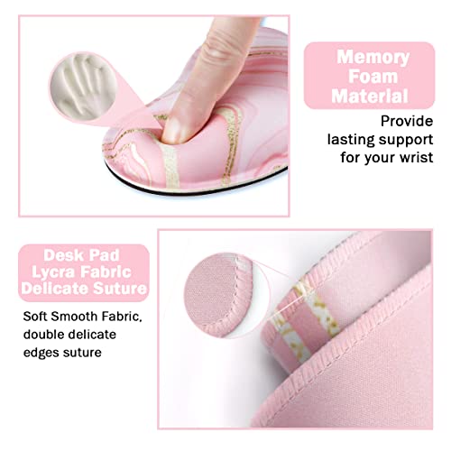 Keyboard Mouse Pad Set, Extended Mouse Pad+Keyboard Wrist Rest Support, Memory Foam Ergonomic Easy Typing, 3Pcs (35.4×15.7 in) Desk Pad Set for Home Office Study Game- Pink Gold - color: Pink Gold