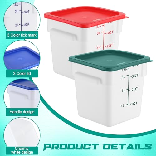 Ziliny 6 Pcs 4qt Commercial Food Storage Container with Lid, Square