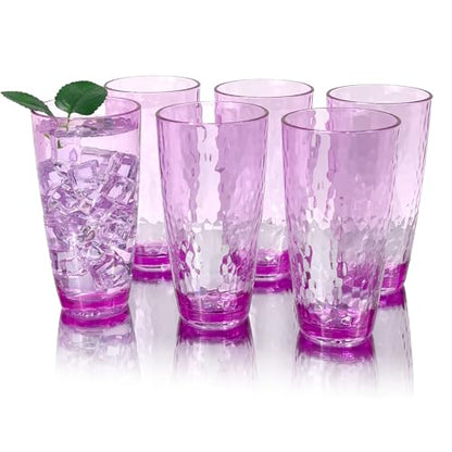 26-Ounce Plastic Tumblers (Set of 6), Reusable Plastic Mugs, BPA-Free Acrylic to Drink Mugs, Shatter Resistant, Textured Interior, Dishwasher Safe (Purple, 26 Ounce) - color: Purple, size: 26 Ounce
