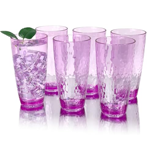 26-Ounce Plastic Tumblers (Set of 6), Reusable Plastic Mugs, BPA-Free Acrylic to Drink Mugs, Shatter Resistant, Textured Interior, Dishwasher Safe (Purple, 26 Ounce) - color: Purple, size: 26 Ounce