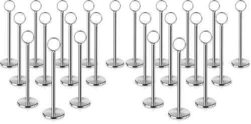 New Star Foodservice Ring-Clip Table Number Holder / Place Card Stand, 8 Inch, Silver, Set of 12 (Pack of 2) - size: 8-Inch (Set of 12) (Pack of 2)