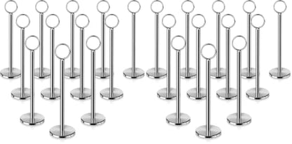 New Star Foodservice Ring-Clip Table Number Holder / Place Card Stand, 8 Inch, Silver, Set of 12 (Pack of 2) - size: 8-Inch (Set of 12) (Pack of 2)