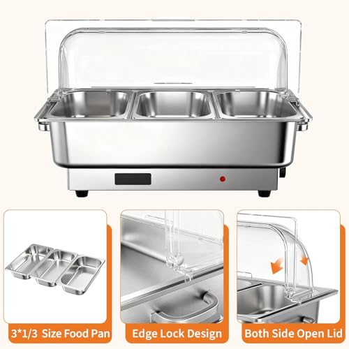 GarveeHome Electric Chafing Dish Buffet Set - size: 3 x 1/3 Pan