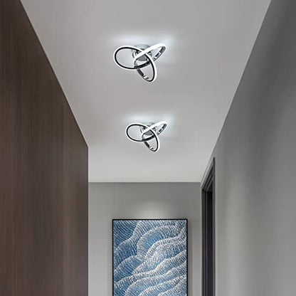 DELIPOP Modern Ceiling Light, 6500K Cool White Led Ceiling Light Fixture, Metal Curved Design Ceiling Lamp for Bedroom Hallway Bathroom Entryway Balcony Stair - color: Silver-6500K