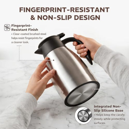 Thermal Coffee Carafe for Keeping Hot – 68OZ Insulated Camping Coffee Pot - color: Stainless Steel, size: 68 Ounces