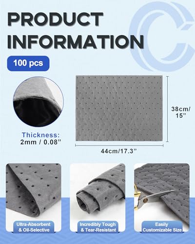 15"x17" Oil Absorbent Pads 100 Pack | Heavy & Fast Absorb - size: 15x17 Inch
