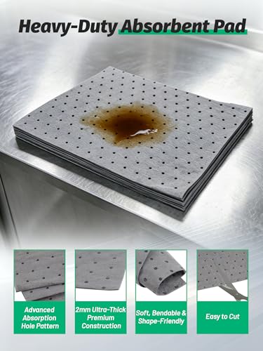 Heavy Duty Oil Absorbent Pads 9.8" x 13" 10 Pcs Automotive Absorbent Pads - color: 10 Pack, size: W9.8in,L13in