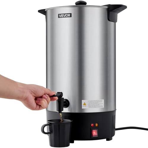VEVOR Commercial Coffee Urn, 100 Cup 15 L Hot Beverage Dispenser with Dripless Faucet, Quick-Brewing Stainless Steel Large Commercial Coffee Maker, for Catering, Business, Party, Church & Restaurant - size: 100Cups