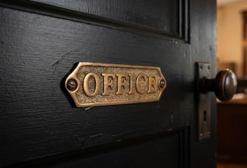 OFFICE Vintage Brass Metal Door Sign | Classic Office Name Plate | Decorative Brass Door Plaque for Home, Office, Cabin, Studio, Workplace Entrance | Wall Mount Door Sign with Elegant Antique Finish - color: OFFICE