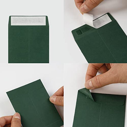 100 Pack Seed Envelopes Self-Adhesive, 3 1/4 x 4 1/2 inches, Dark Green - color: Dark Green