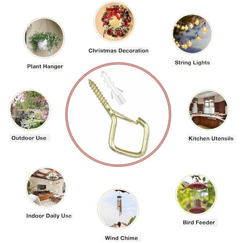 12 Pcs 2.36IN Ceiling Hooks with Safety Buckle for Plants - color: Gold, size: 12Pcs