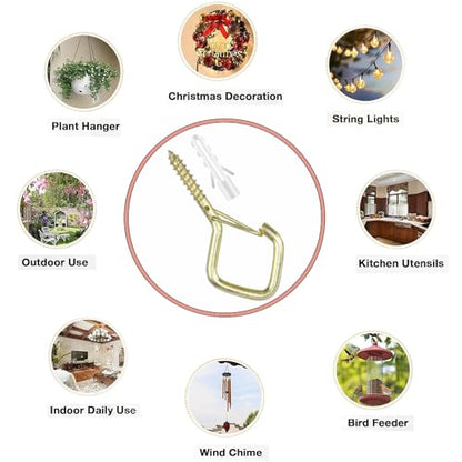 32 Pcs 2.36IN Ceiling Hooks with Safety Buckle for Plants - color: Gold, size: 32Pcs