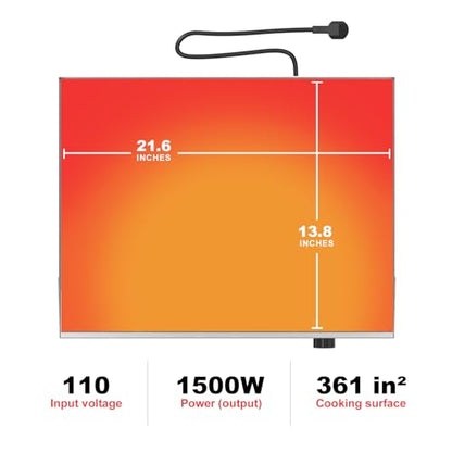 22’’ * 14’’ Commercial Electric Countertop Griddle -110V Flat Top Griddles w/ 122-572°F Adjustable Temperature and Non-Stick, 3000W Stainless Steel Electric Griddle w/ 10mm Thick carbon steel - size: 22 INCH