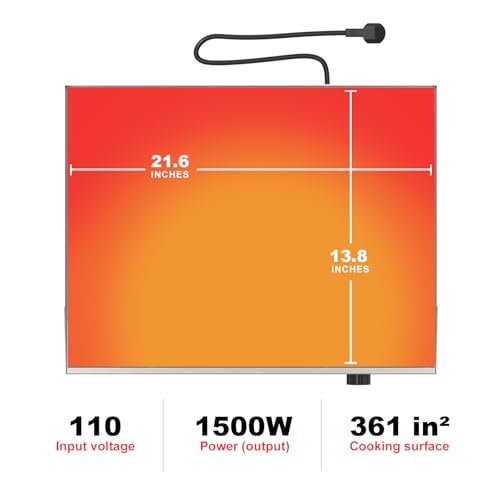 22’’ * 14’’ Commercial Electric Countertop Griddle -110V Flat Top Griddles w/ 122-572°F Adjustable Temperature and Non-Stick, 3000W Stainless Steel Electric Griddle w/ 10mm Thick carbon steel - size: 22 INCH